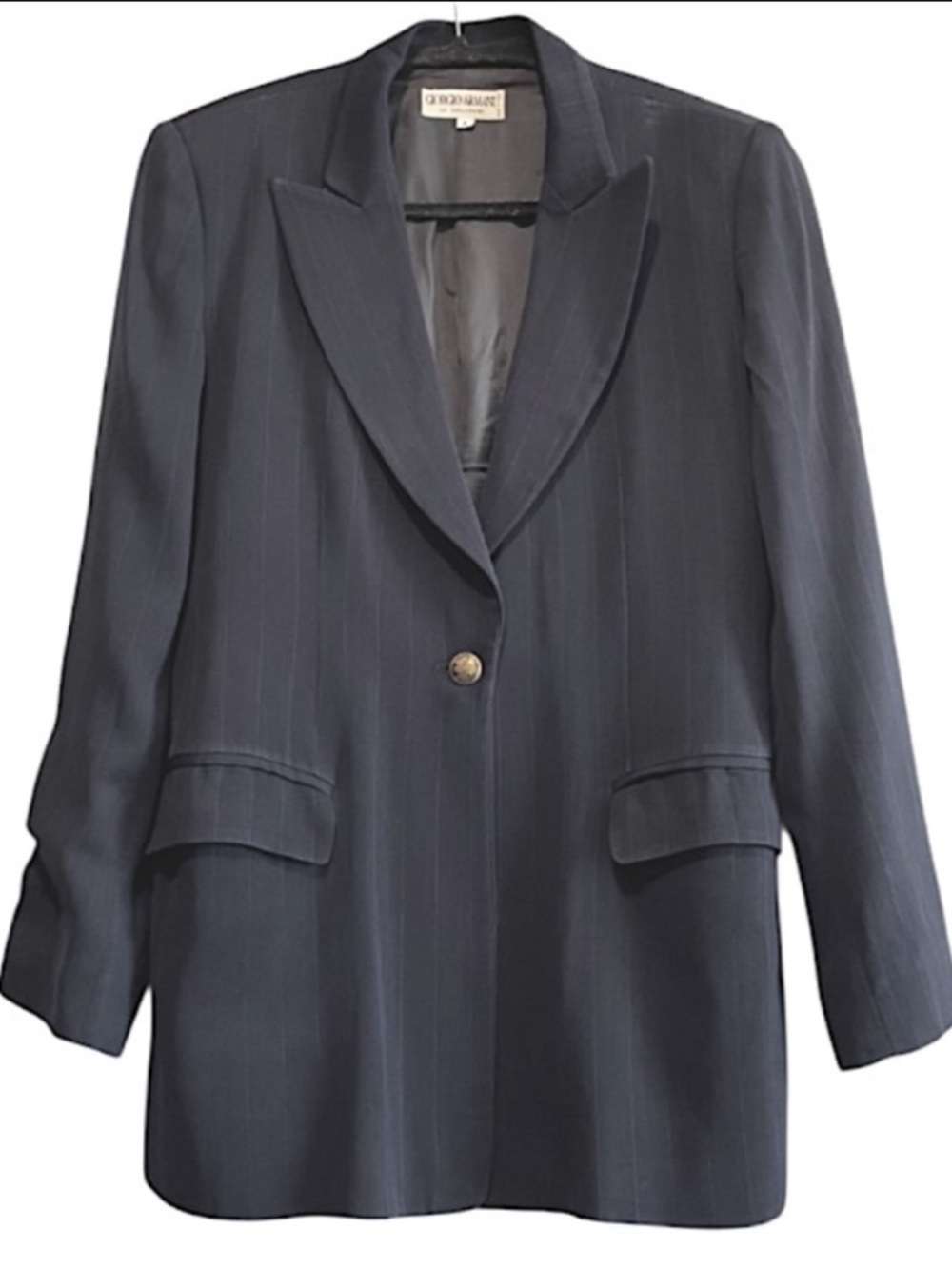 Giorgio Armani Italian Made Strips Navy Pinstripe Women's Blazer Size 4